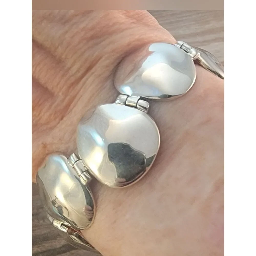 Silver Hammered Hinge Freeform Link Bracelet NEW!